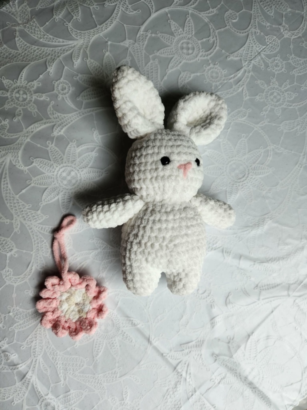 Crocheted Bunny With Flower